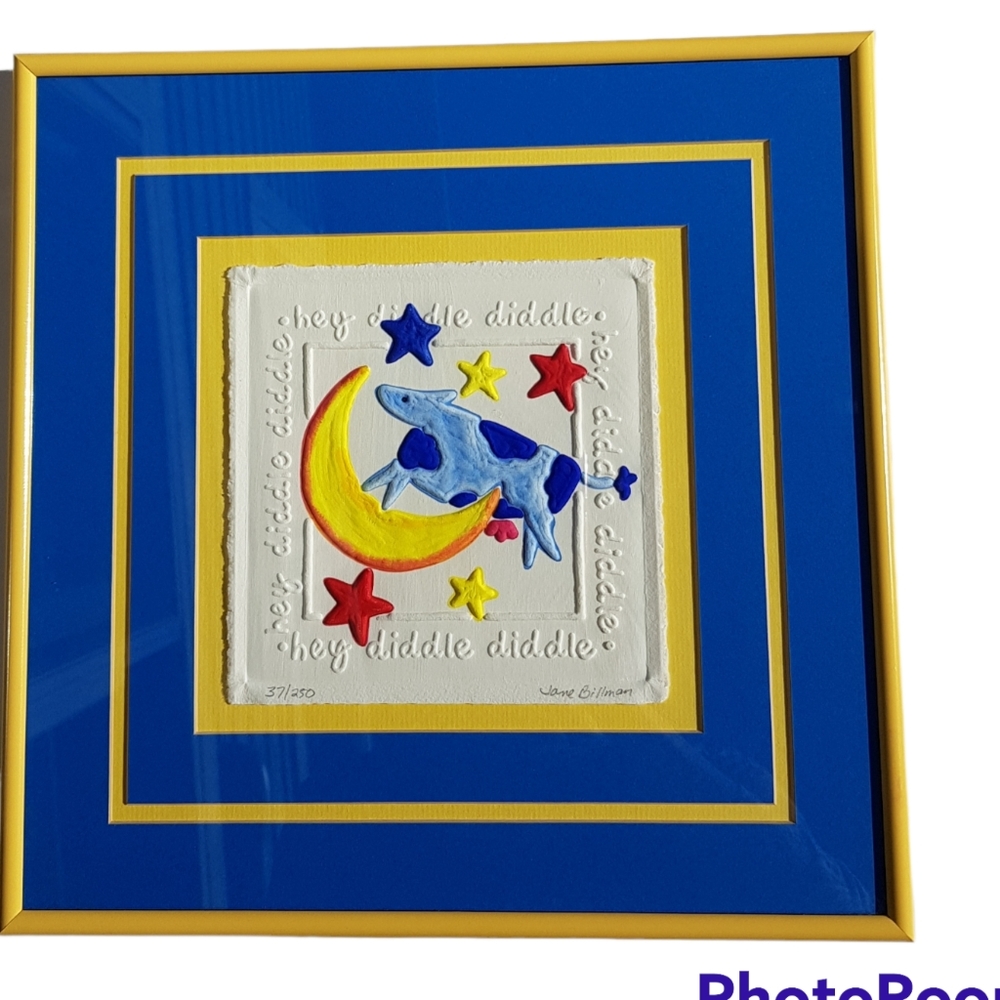Cow Jumped Over The Moon Mother Goose Nursery Art Jane Billman Signed Numbered